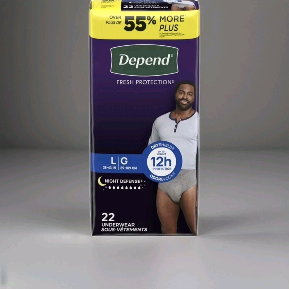 Depend Night Defense Overnight Men's Underwear Size Large 22 Count NEW